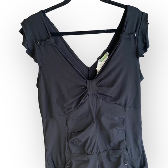 NWT Dolcezza Stretch Sleeveless Black Midi Dress Size Large - Picture 3 of 11